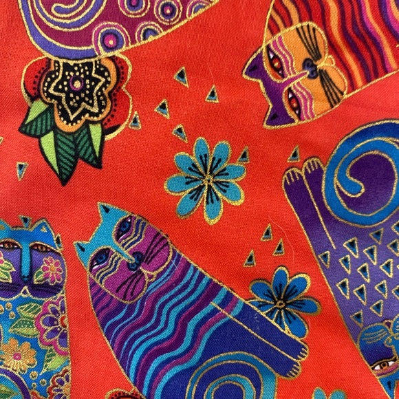 Handmade Laurel Burch Fabric Pattern Christmas Cat Stocking - Picture 3 of 6